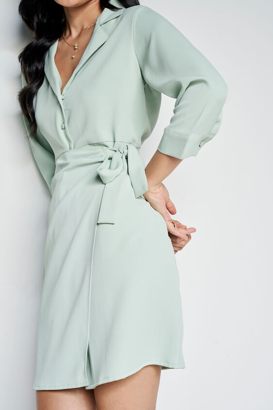 Pistachio Dream Solid Dress, Pista Green, image 6